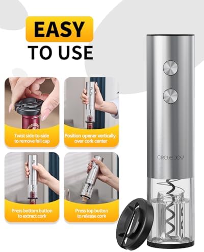 CIRCLE JOY Rechargeable Electric Wine Opener Set 8-in-1 Stainless