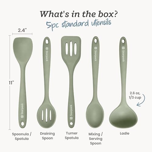 Starpack Stir and Serve Silicone Utensil Set, 5-Piece, 11"