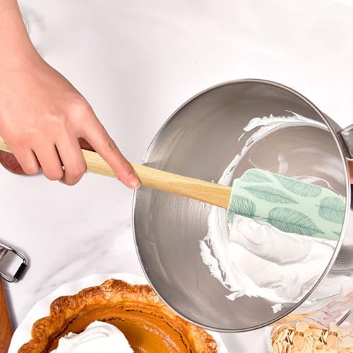 Silicone Spatula Set – 2-Piece Wooden Handle Spatulas for Baking