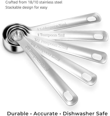 KEAWELL Premium 18/10 Measuring Set (Silver, Measuring Cups & Spoons)