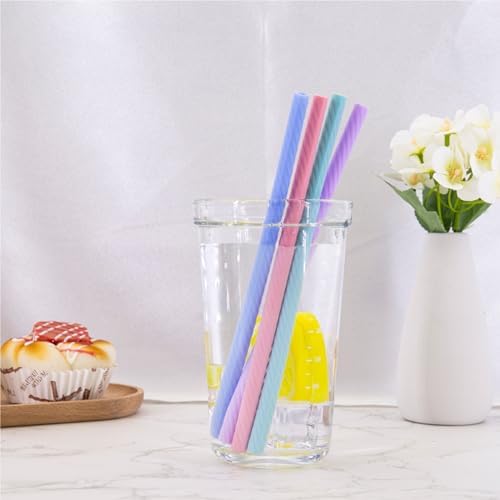 Set of 10 Silicone Collapsible Straws with Carrying Case