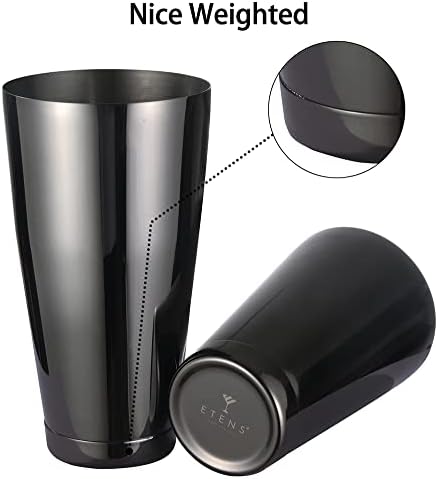 ETENS Boston Cocktail Shaker Black, Cocktail Shaker Tins Weighted, Bar