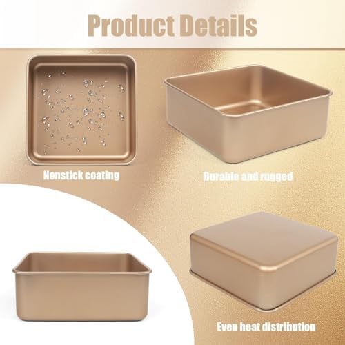 6'' x 3'' Deep Square Cake Pan Baking Mold, Non-stick 6 Inch Square