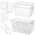 CIEOVO 2 Set 3 Divided Ice Bin for Freezer with Lid and 2 Scoop Set