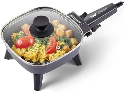 Elite Gourmet 7" Personal Electric Skillet, 600W, Nonstick, Compact