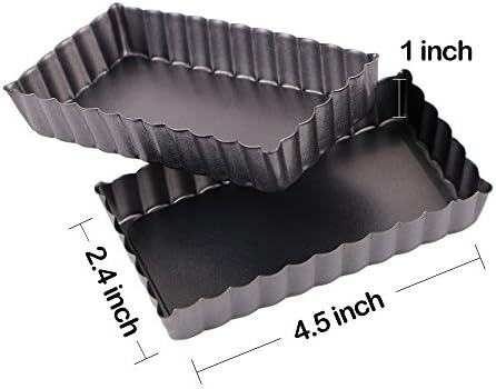 Webake 4 Pack Mini Tart Pans with Removable Bottom, Rectangular Baking