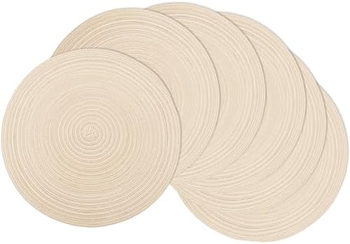 MIAOMIAO Round Placemats Set of 6 Braided Dining Table Kitchen Decor