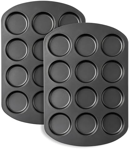 Tiawudi Muffin Top Pan, 12 Cavity Cupcake Pan, 3 Inch Nonstick