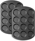 Tiawudi Muffin Top Pan, 12 Cavity Cupcake Pan, 3 Inch Nonstick
