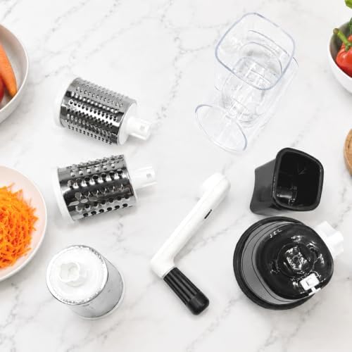 Rotary Cheese Grater, Hand Crank, 3 Blades, Black