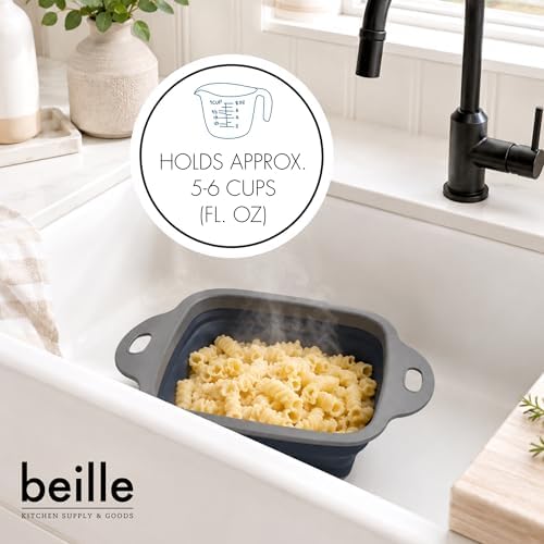 Beille 1pc Compact Collapsible Colander, Polypropylene Small Kitchen