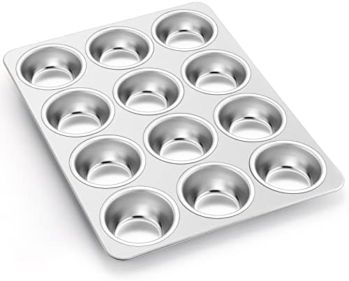 P&P CHEF 12-Cup Muffin Pan Tin, Stainless Steel Cupcake Pan, 1Pc