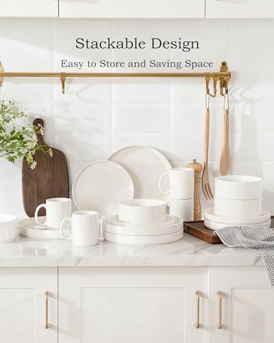 Sweejar Porcelain Dinnerware Sets for 4, 12 Pieces Ceramic Plates and