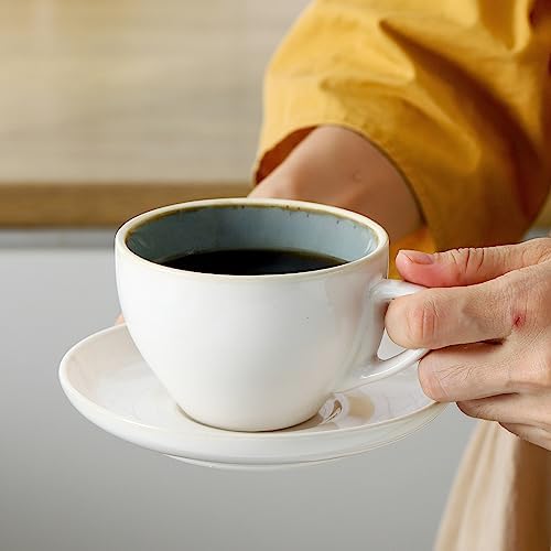 Stackable Cappuccino Cup Set of 4 [8oz] Activated-Glazed Ceramic