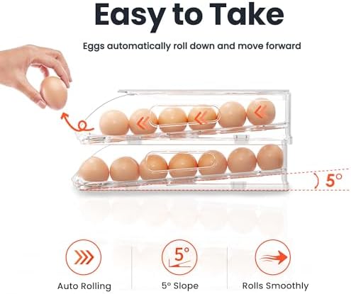 SMRCAD 36-Egg Holder for Fridge, Auto-Rolling