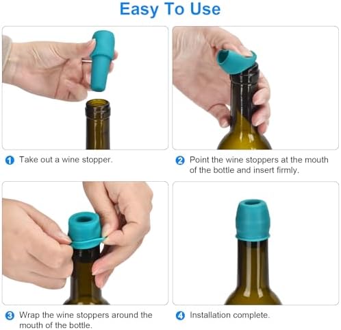 8 Pack Silicone Wine Stoppers, by Brusoon (Multicolor)