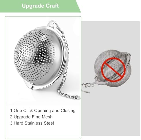 Numola 2Pcs Tea Ball Infuser - Locking Clasp Tea Strainer with Chain