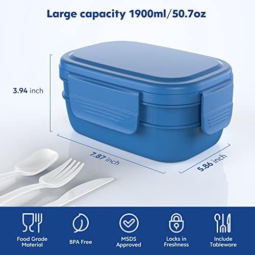 HOMETALL Lunch Box Containers, Stackable Bento Box Adult Lunch Box for