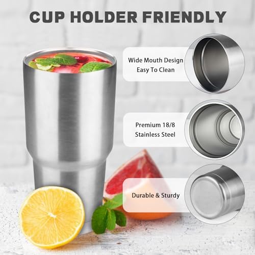 30 oz Tumbler with Lids and Straws, Stainless Steel Insulated Coffee