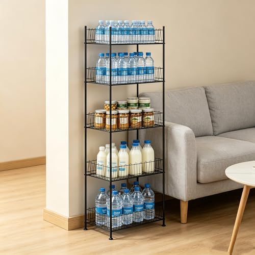 Water Bottle Storage Rack 5 Tier Drink Organizer for Pantry Metal