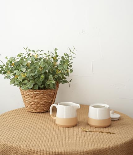 Bosmarlin Ceramic Sugar and Creamer Set, Sugar Bowl with Lid and