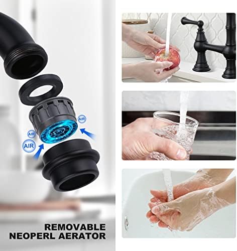 WOWOW Brass Bridge Kitchen Faucet with Side Sprayer, Matte Black