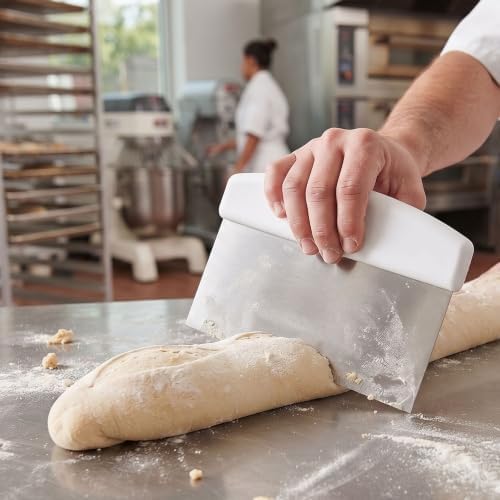 TrueCraftware- 6" x 4" Dough Scraper Stainless Steel with White Handle