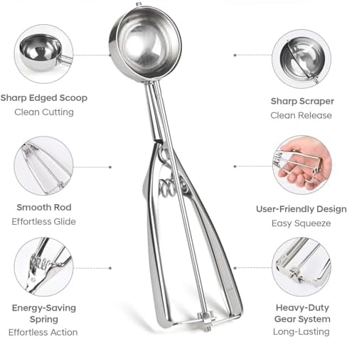 Ice cream spoon,3Pcs Cookie Scoop Set,Stainless steel ice cream scoop