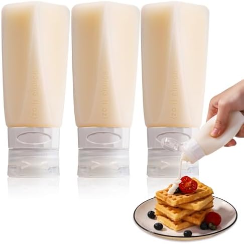 Set of 3 Leak Proof Silicone Travel Bottles Mini Sauce Dispensers