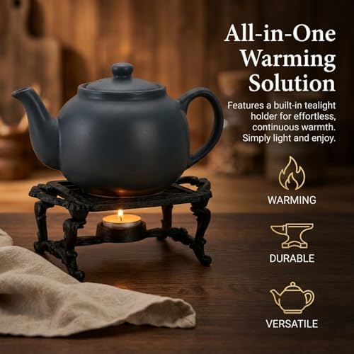 Cast Iron Teapot Warmer, Teapot Heater withTealight Holder
