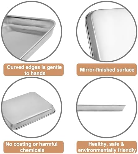 Aspire Stainless Steel Baking Sheet Cookie Pan Tray Set, 4 Sizes