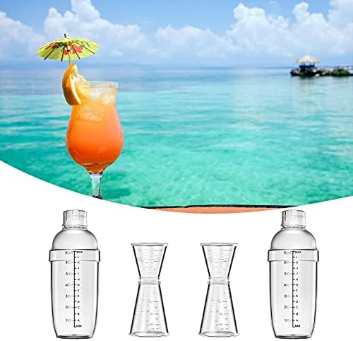 4 pcs Clear Cocktail Shaker Set 2 pcs Plastic bar Shaker with 2 pcs