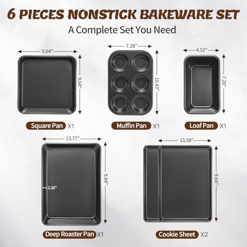 AIVIKI 6 Pieces Carbon Steel Baking Pans Set