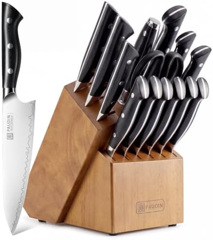 PAUDIN 16-Piece Japanese Knife Block Set
