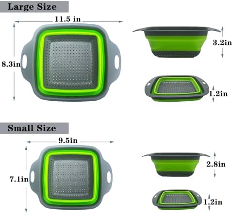 Square Collapsible Colander Set,Save Storage Space Collapsible