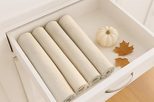 PurpleEssences Solid Ribbed Placemats 13x19 in Set of 4 - Natural