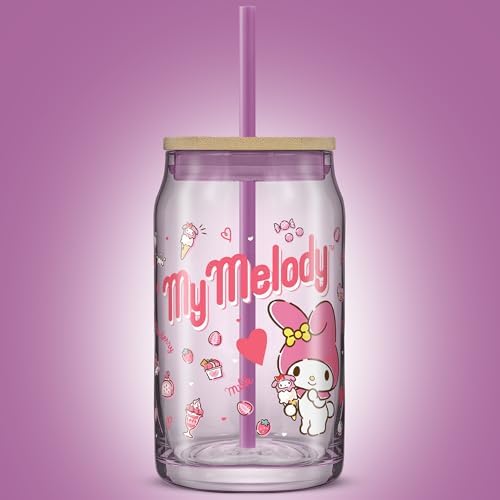 JoyJolt Sanrio Hello Kitty and Friends Favorite Flavor Glass Tumbler