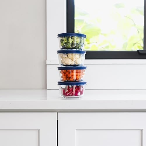 8-Piece Glass Food Storage Containers Set, Blue
