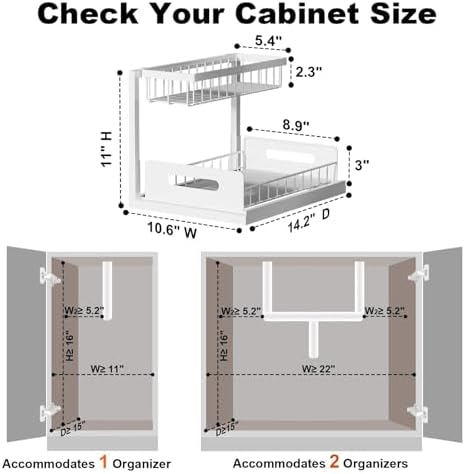 REALINN L-Shaped 2-Tier Under Sink Organizer