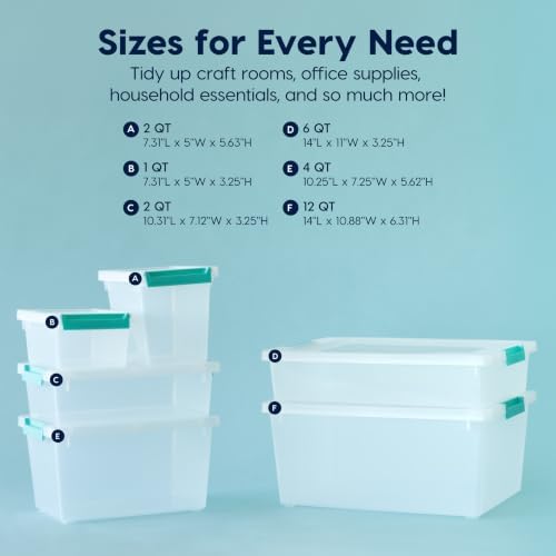 IRIS USA 6 Qt Storage Bins with Lids, 4-Pack, Clear