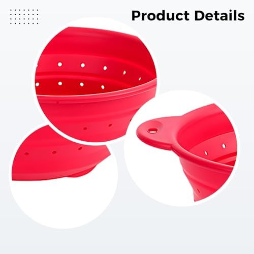 Silicone Collapsible Colander, Food-Safe Kitchen Strainer with Handle