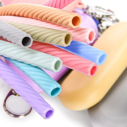Set of 10 Silicone Collapsible Straws with Carrying Case