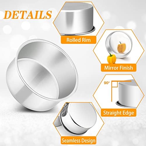 P&P CHEF 4 Inch Cake Pan, Stainless Steel Round Cake Pans, Silver &