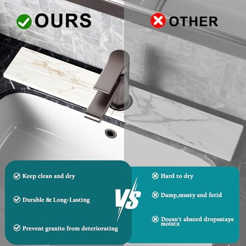 Mrcrypos Stone Faucet Mat for Kitchen Sink, 23.6" Fast Drying Sink