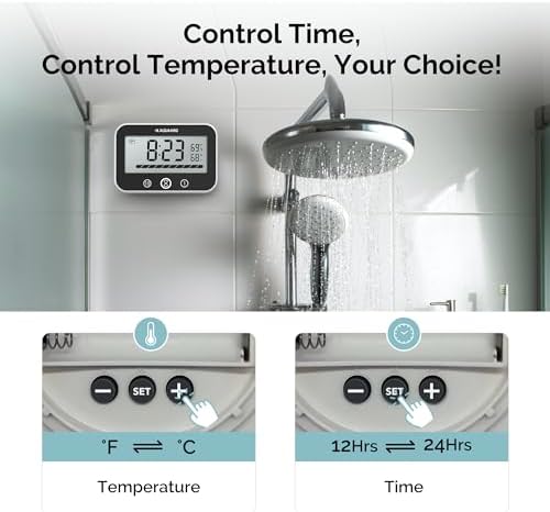 KADAMS Waterproof Shower Timer Clock, Black