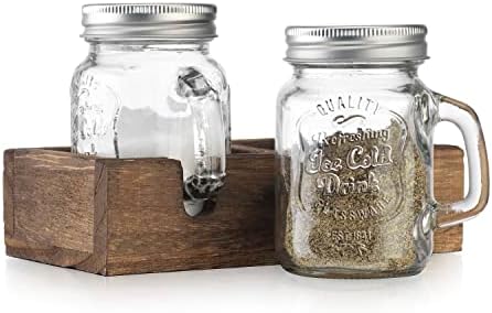 Mason Jar Salt and Pepper Shakers - Vintage Glass Condiment Dispenser
