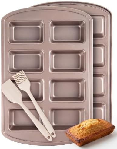 CARTMAN 2-Pack 8-Cavity Mini Loaf Pans, Carbon Steel Bread Pan Set