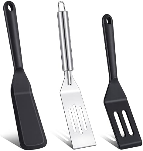 Remagr 3 Pcs Small Spatulas Set, 2 Silicone, 1 Stainless Steel Spatula