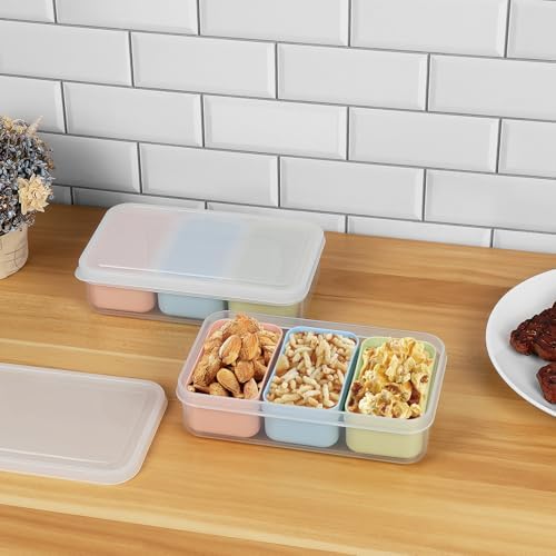 Linkidea 4 Set Mini Snack Containers with 3 Removable Compartments