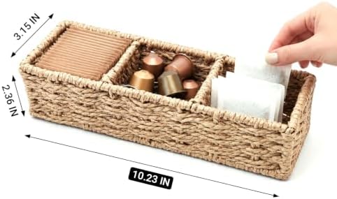 3-Compartment Braided Tea Bag Organizer For Countertop Or Drawer